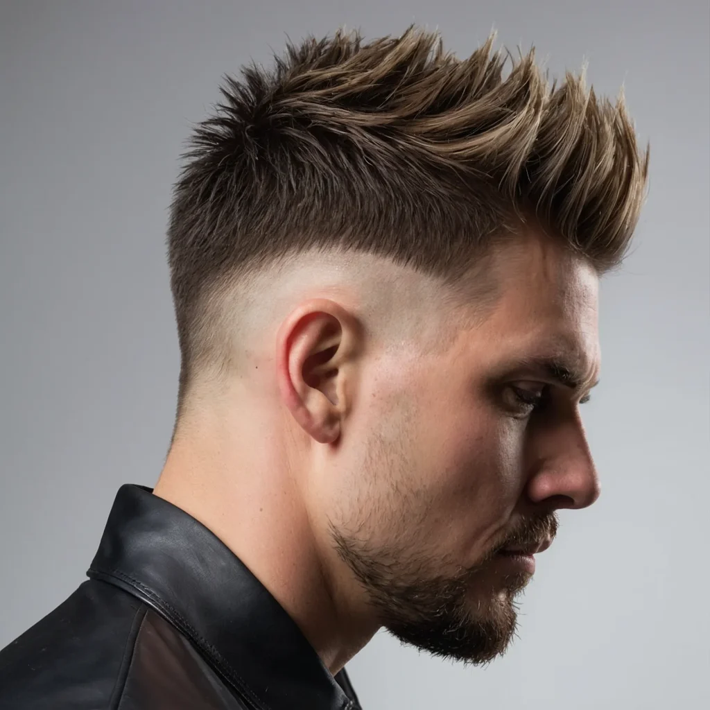 Low Drop Fade with Spiky Texturewhite man w 3