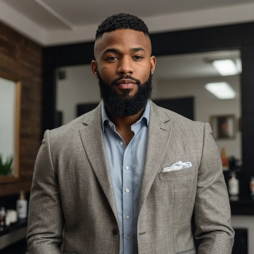 Low Drop Skin Fade with Beard BlendPrompt Bl0