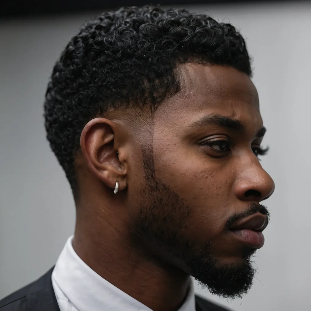 Low Taper Fade on Black HairA Black man with 0