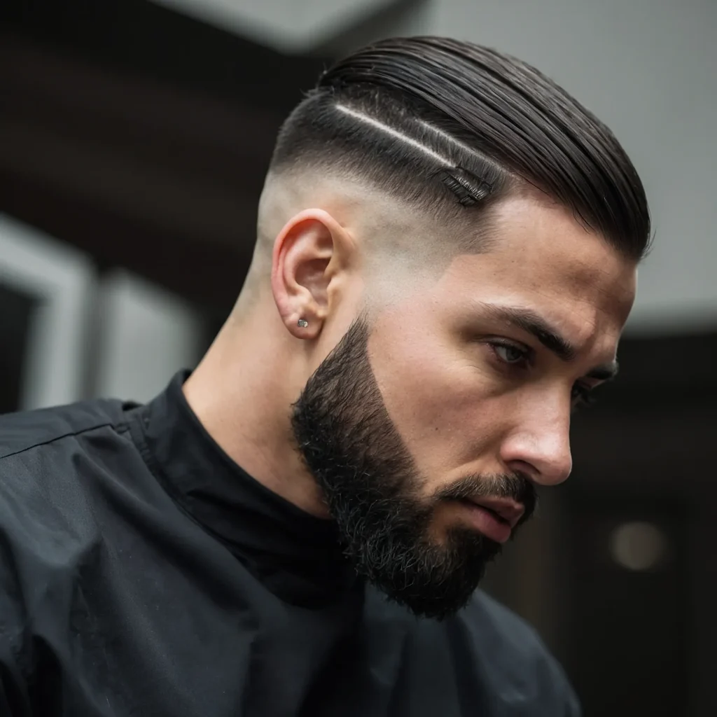 Low Taper Fade with Sharp Side Partwhite m0