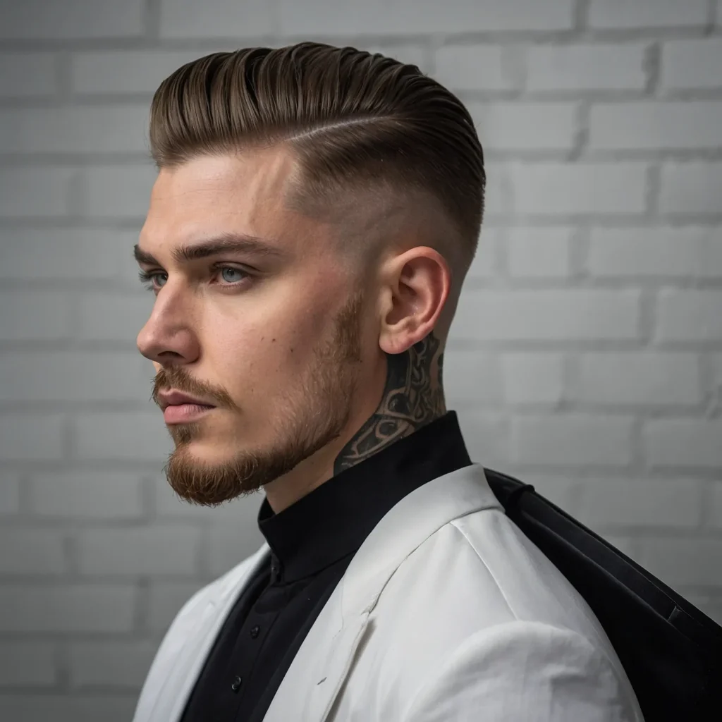 Low Taper Fade with Sharp Side Partwhite m3