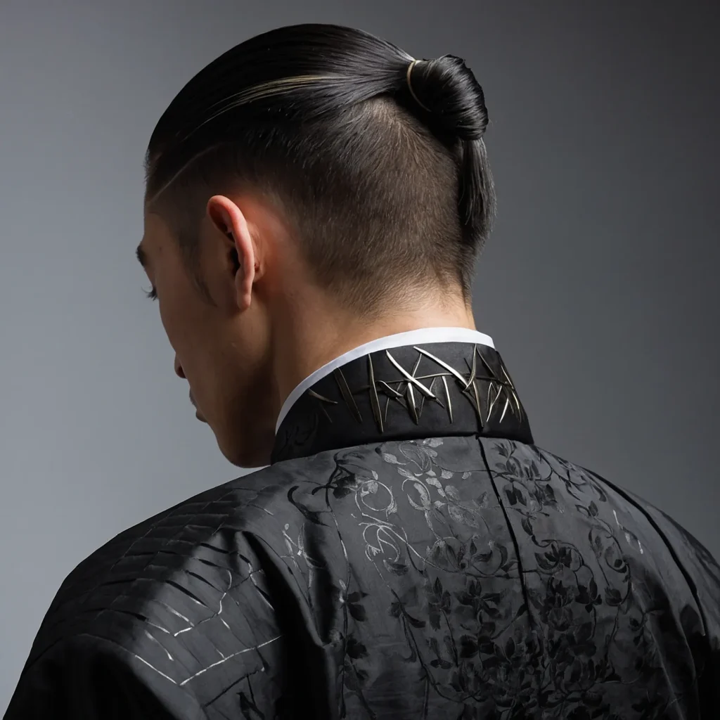 Low Taper Fade with Short Samurai Tailwhite 3