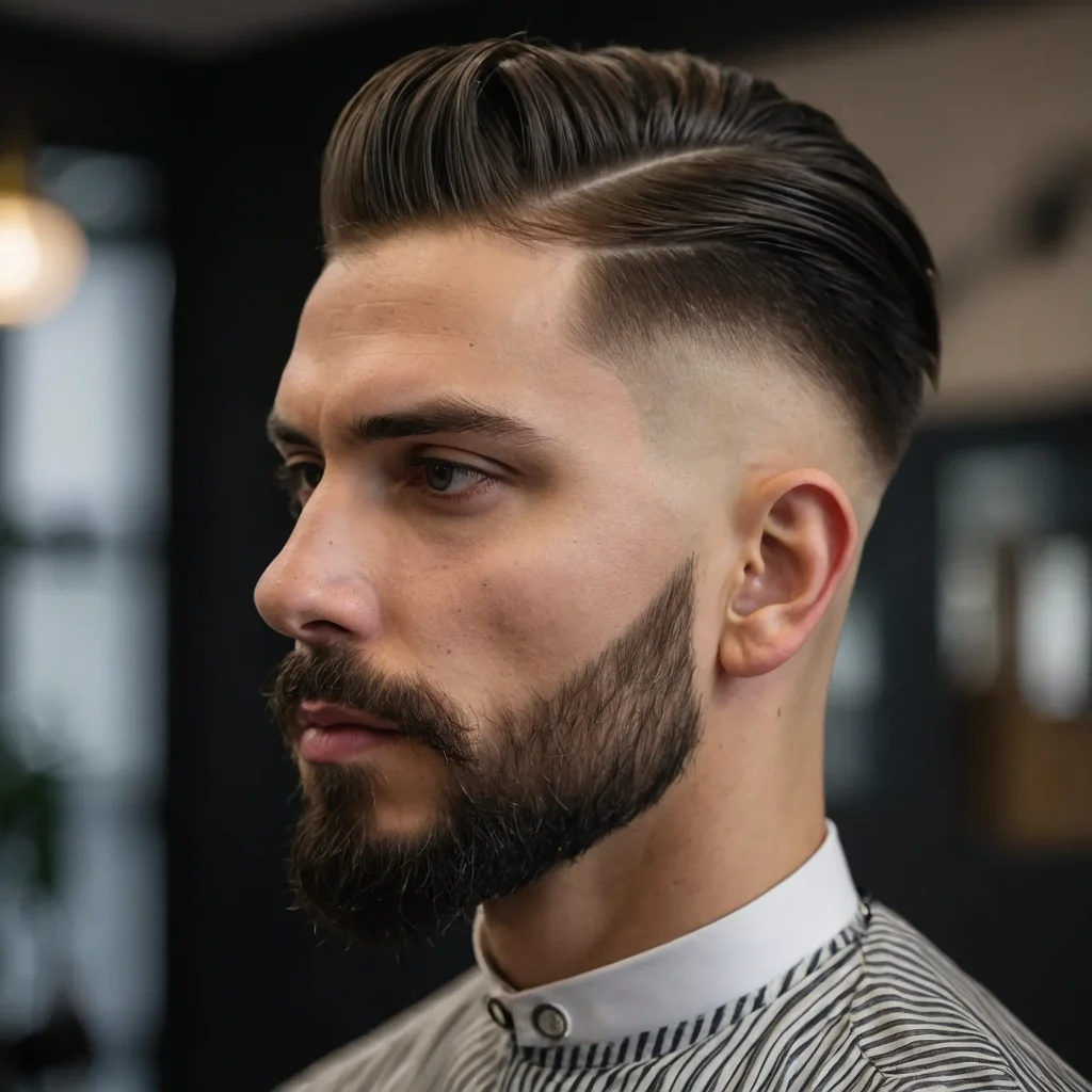 Low Taper Fade with SideSwept UndercutA man w 0
