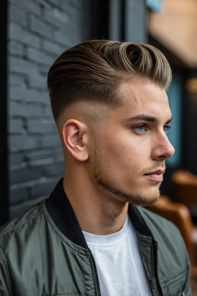 Low Taper Fade with Side Sweepboy with hair 0