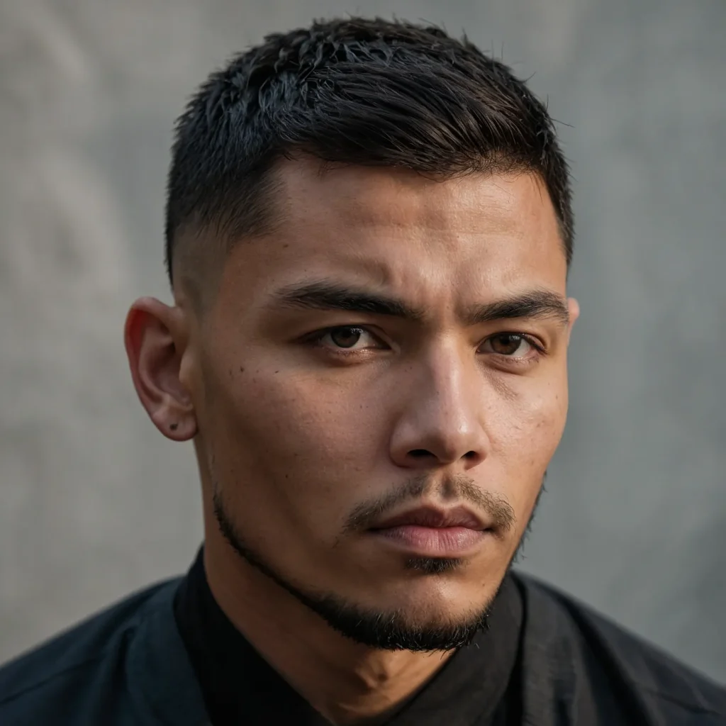 Low Taper Fade with Thin Layered FringeA man 0