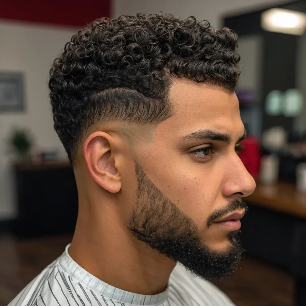 Low Taper Fade with Tight Curlsnd Defined L 0