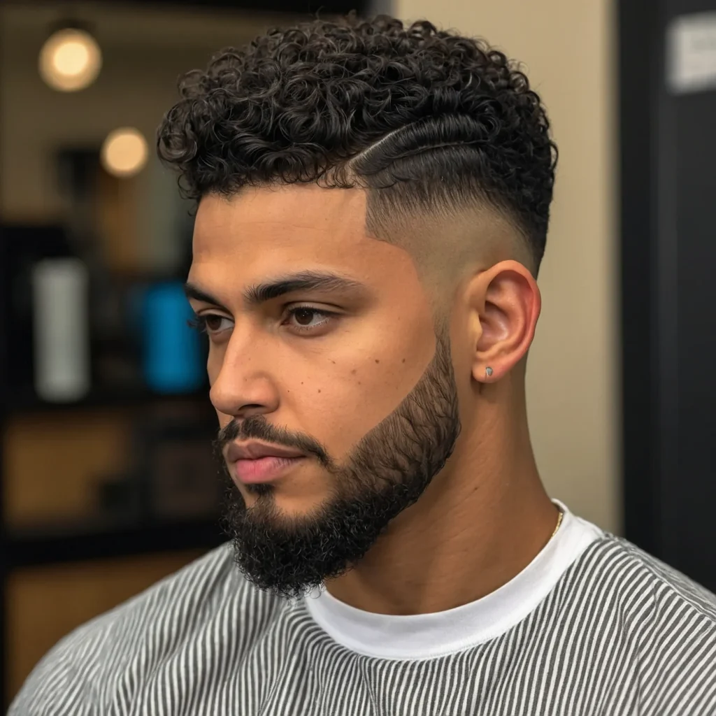Low Taper Fade with Tight Curlsnd Defined L 3