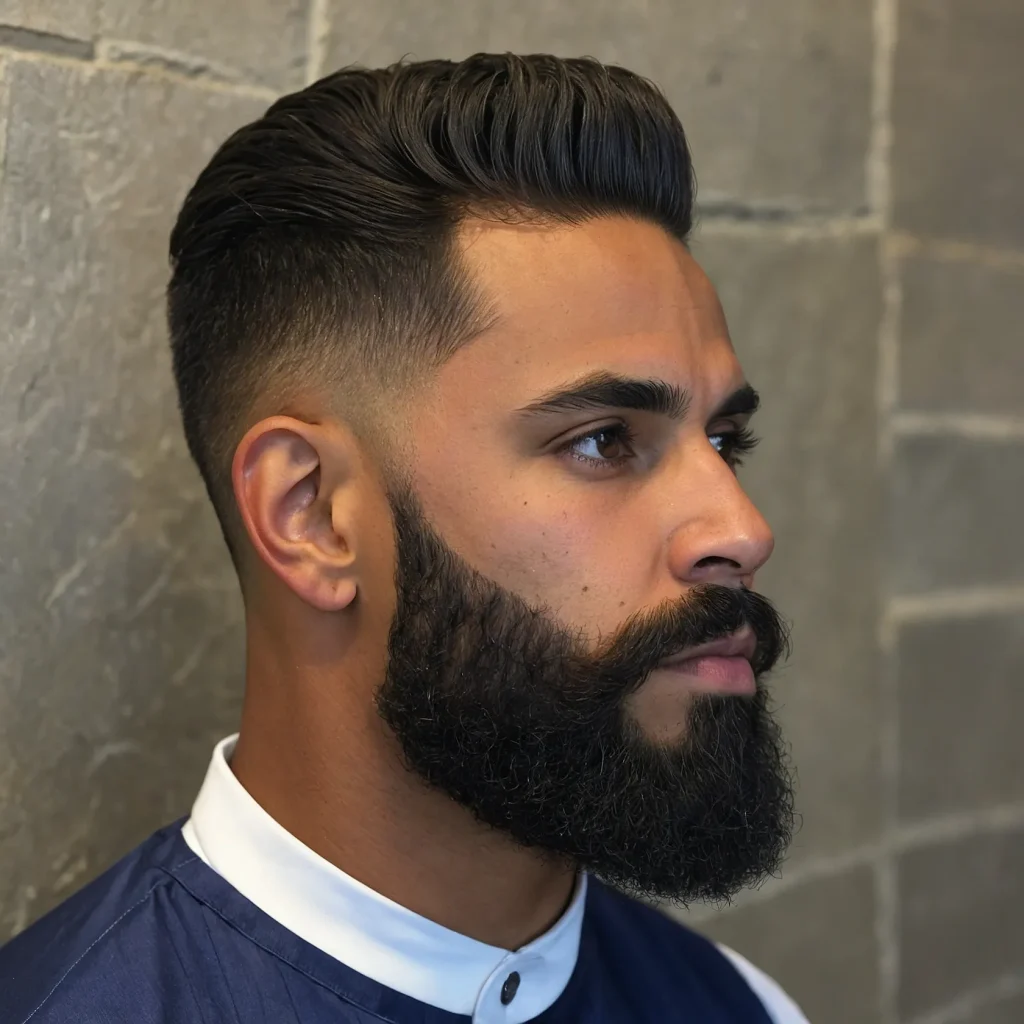 Low Taper with Shadow Fade to BeardA man feat 0