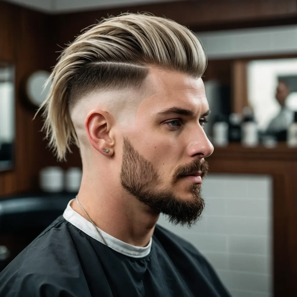 MidLength Burst Fade Mulletwhite man with m 0