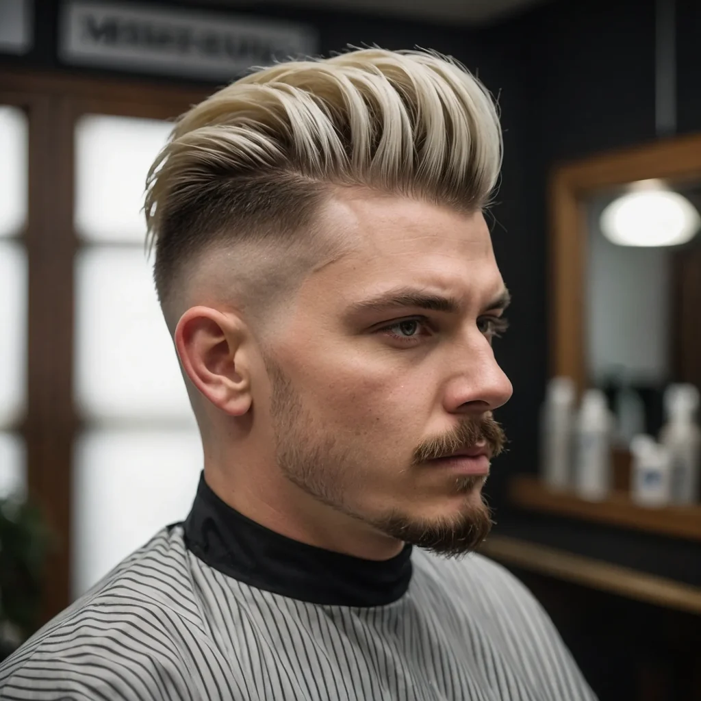 MidLength Burst Fade Mulletwhite man with m 3