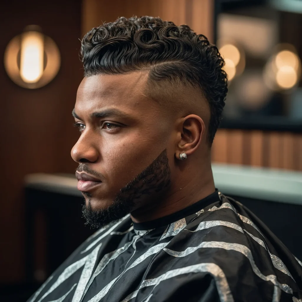 Mid Fade FrohawkBlack man with coiled fro 0