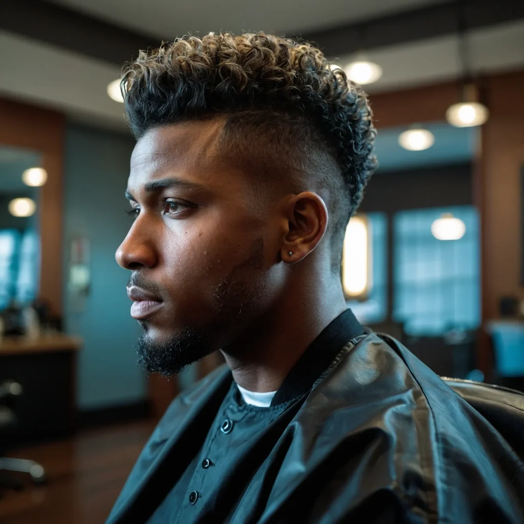 Mid Fade FrohawkBlack man with coiled fro 3