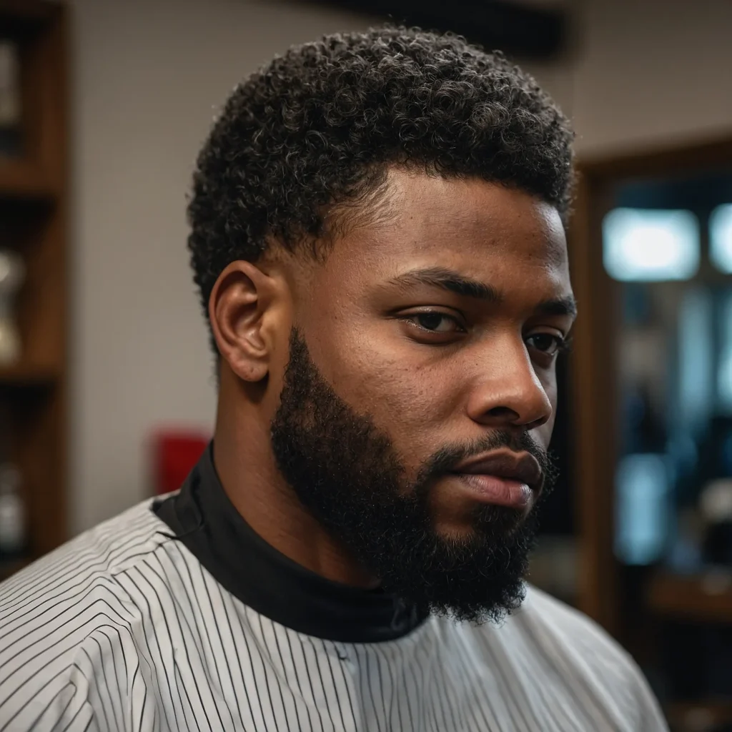 Mid Fade with Afro TopBlack man with roun 0
