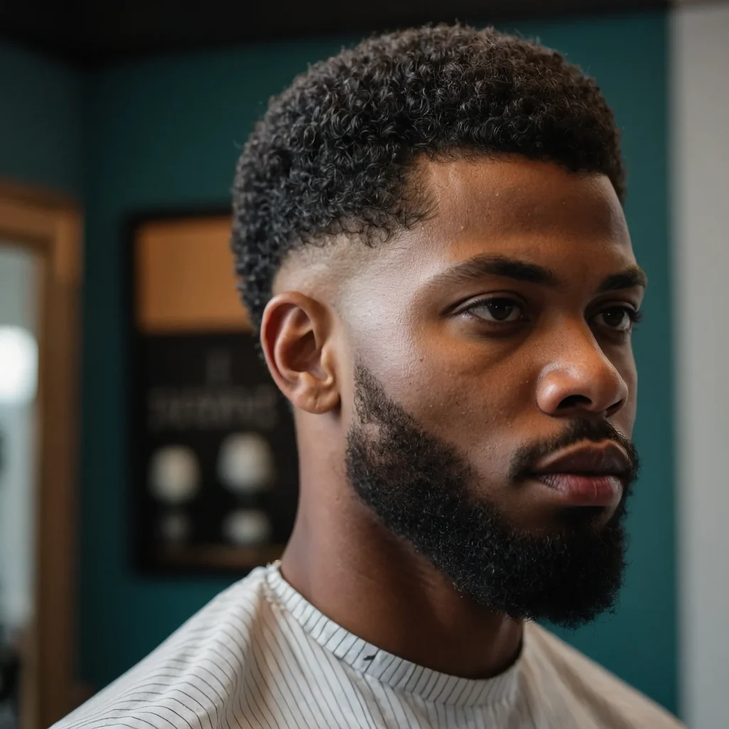 Mid Fade with Afro TopBlack man with roun 1