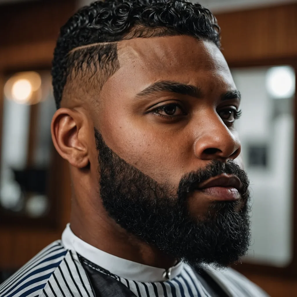 Mid Fade with Beard EdgeUpBlack man with 0