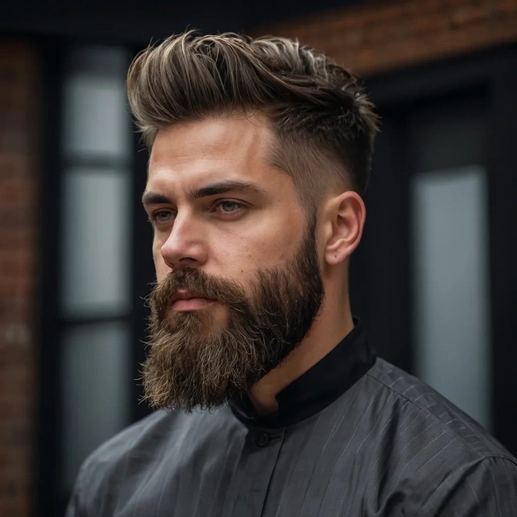 Mid Fade with Beard Fadebearded man with 1