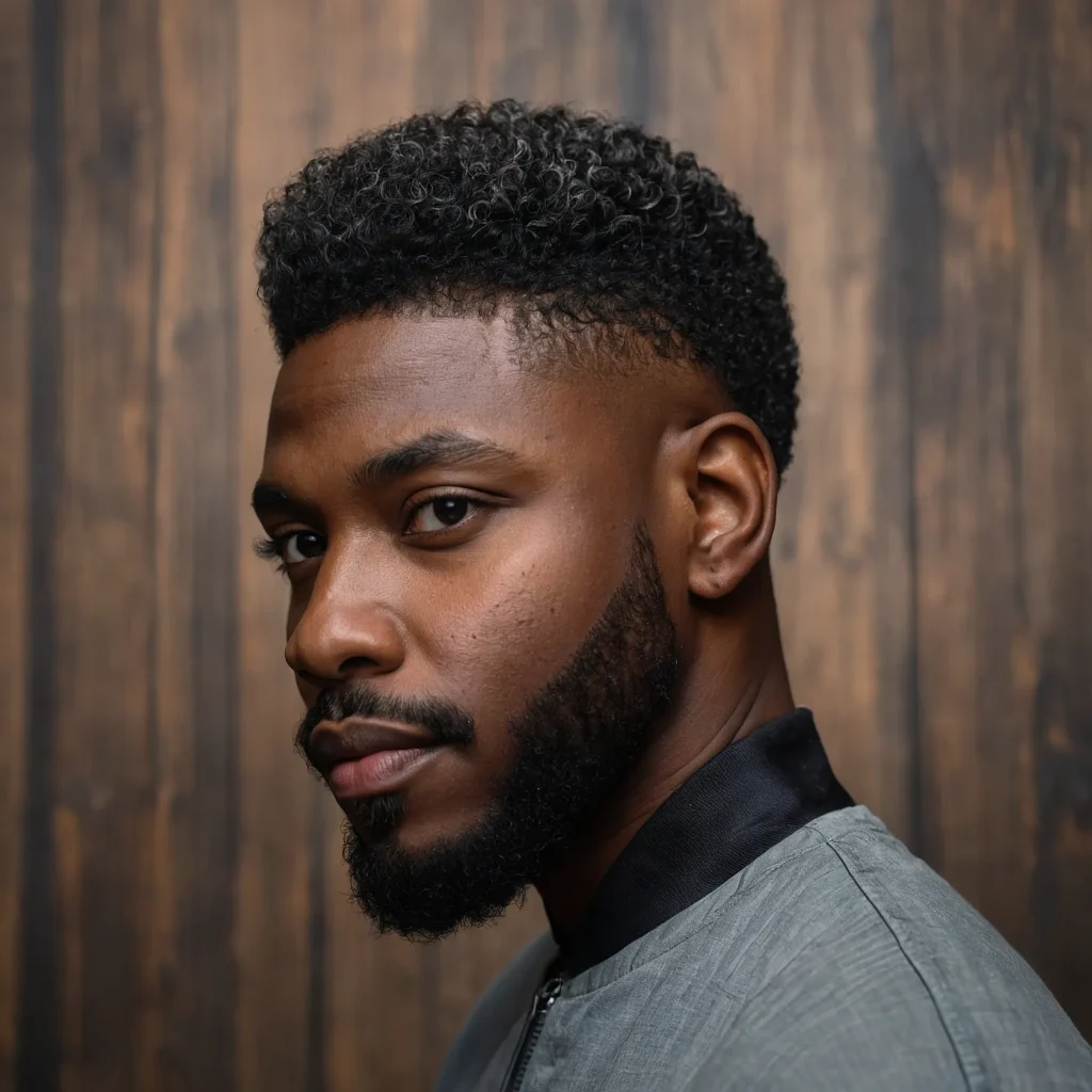 Mid Fade with Brushed Sponge FroBlack man w 0