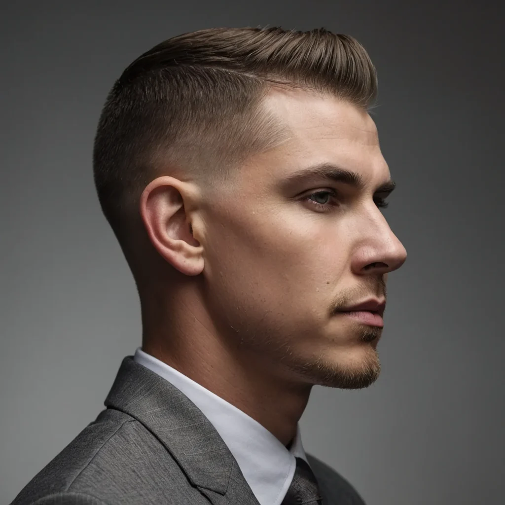 Mid Fade with Crew Cutwhite man with shor 1