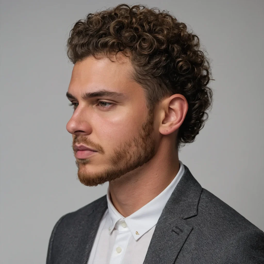 Mid Fade with Curly Topwhite man with thick 1