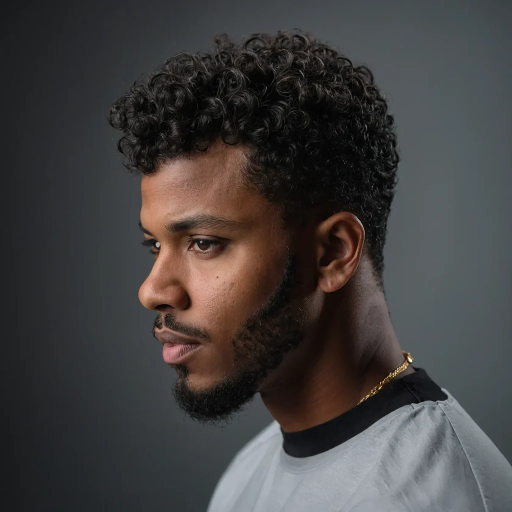 Mid Fade with Defined CurlsBlack man with s 0