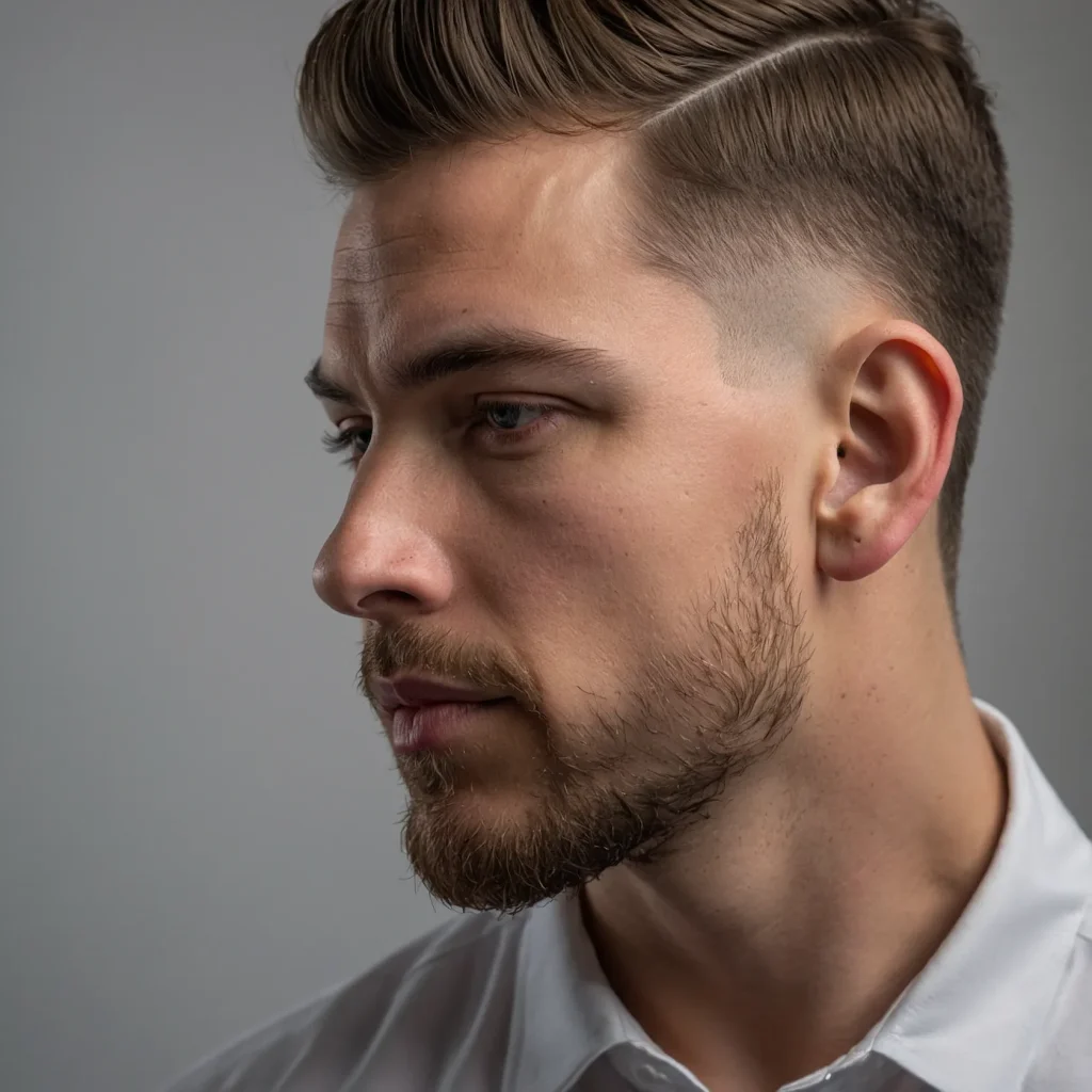 Mid Fade with Drop Fade Curvewhite man with 0