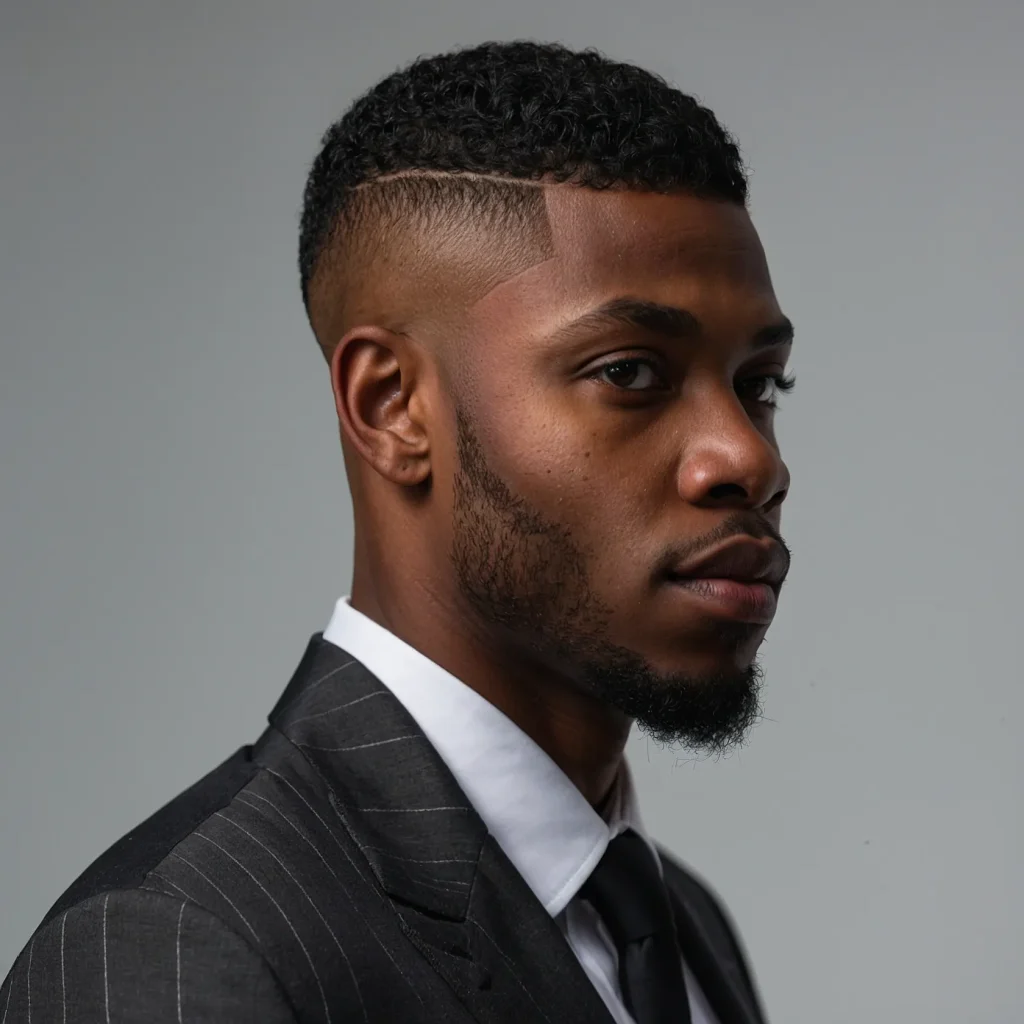 Mid Fade with EvenLength CropBlack man with 0