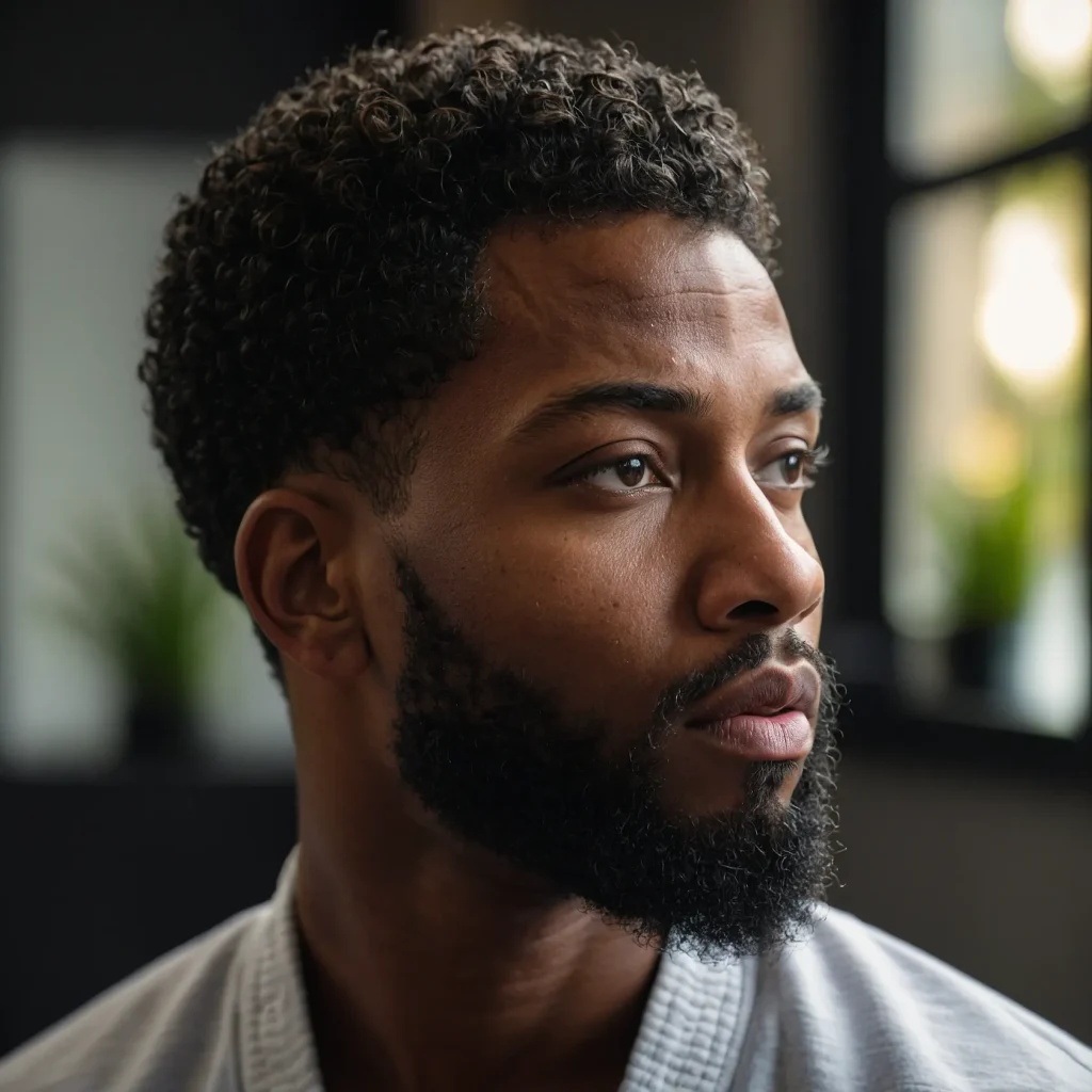 Mid Fade with Natural TextureBlack man with 0