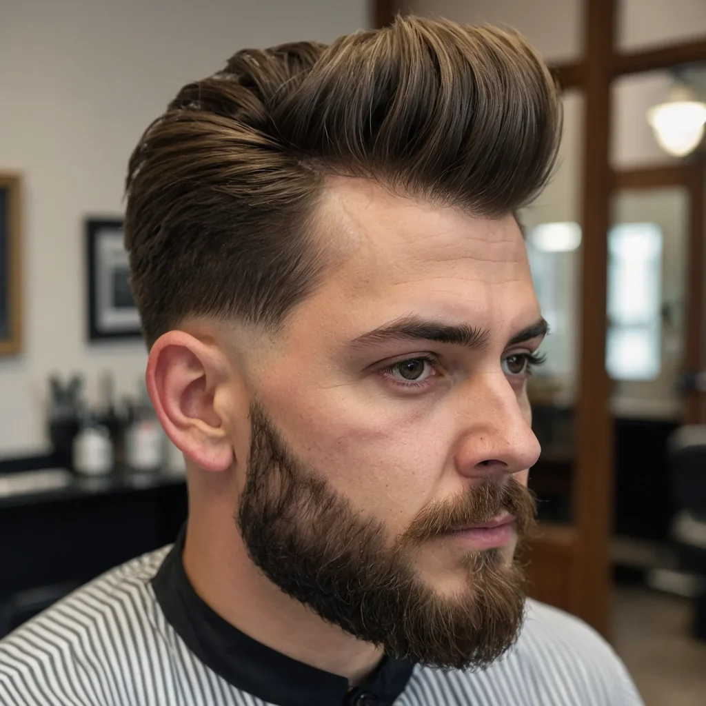 Mid Fade with Quiffman with voluminous fron 1
