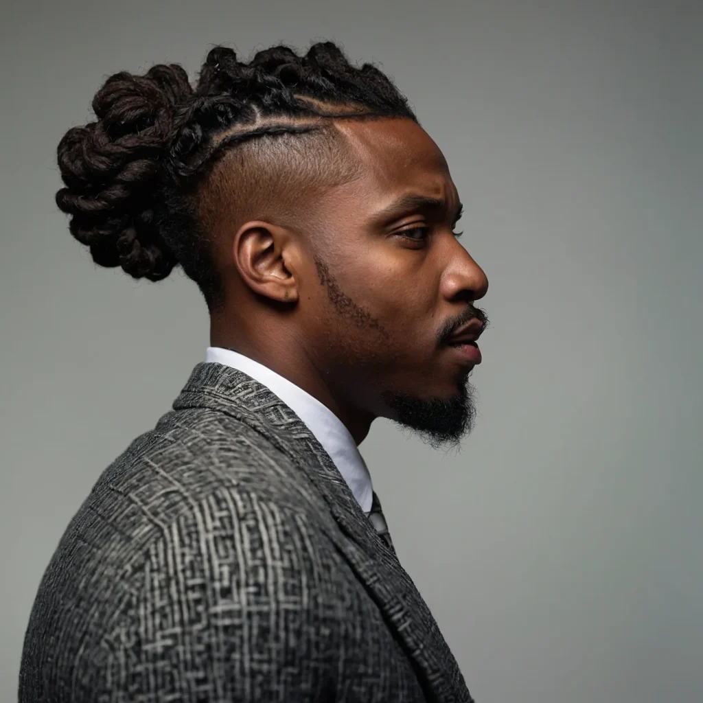 Mid Fade with Short Loc BunBlack man with s 0