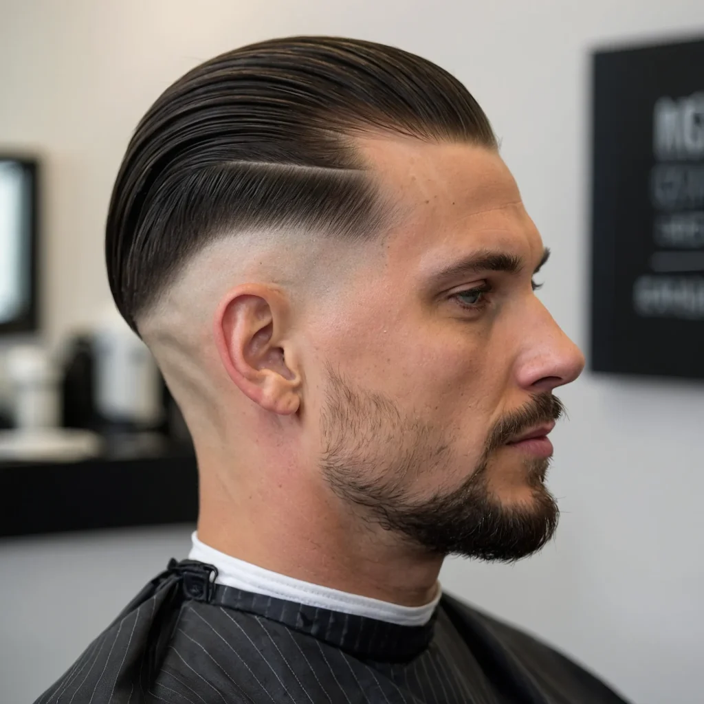 Mid Fade with Slick Backwhite man with medi 0