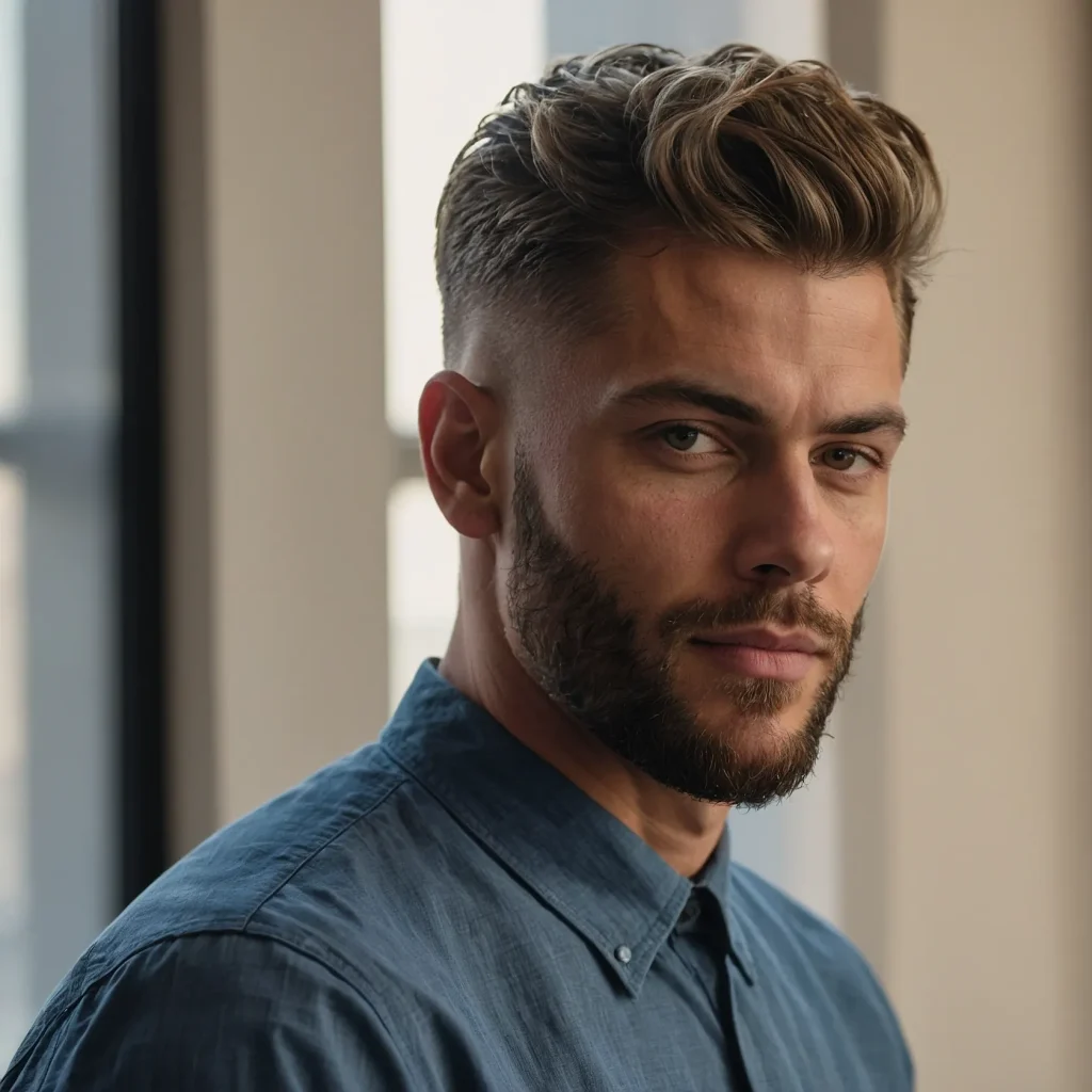 Mid Fade with Soft Wavesman with soft wavy 1