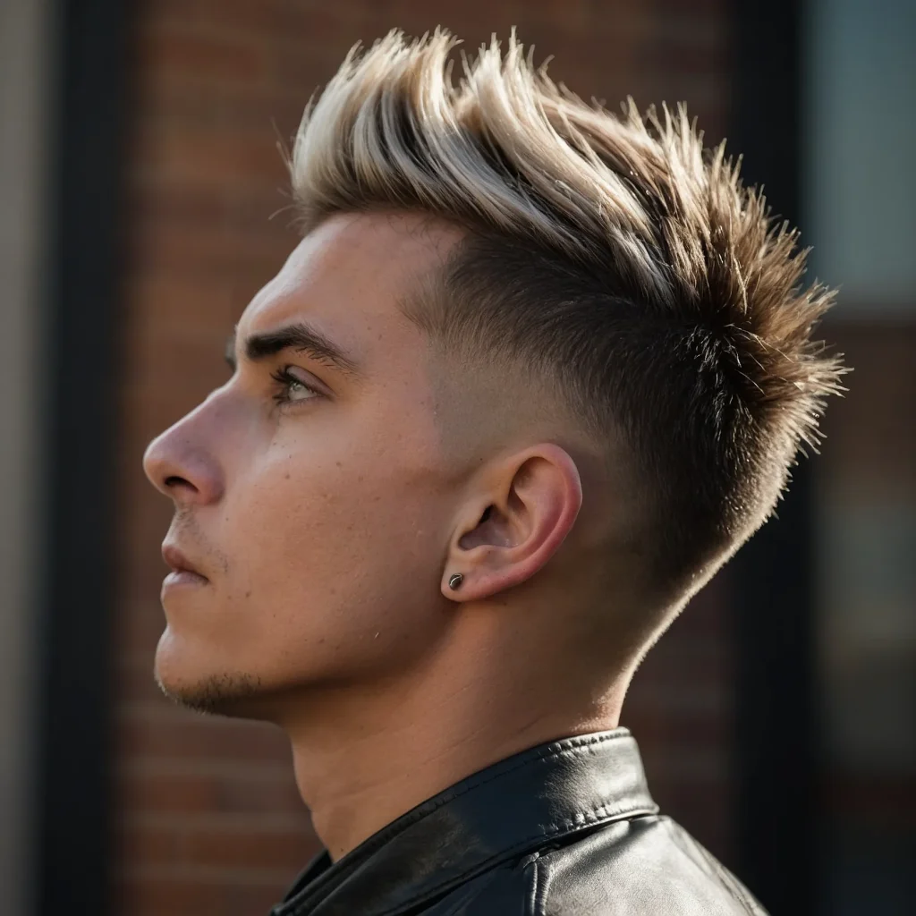 Mid Fade with Spiky HairYoung man with short 0