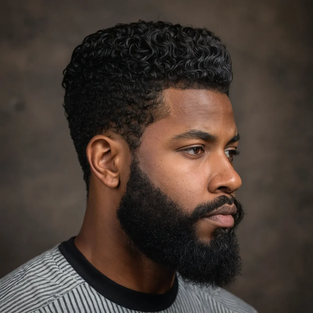 Mid Fade with Tapered Beard BlendBlack man 0