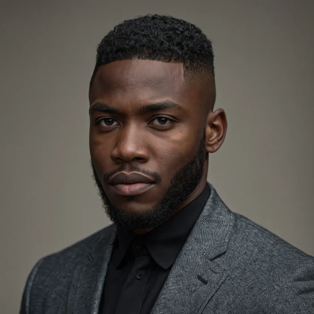 Mid Fade with Tapered SideburnsBlack man wi 0