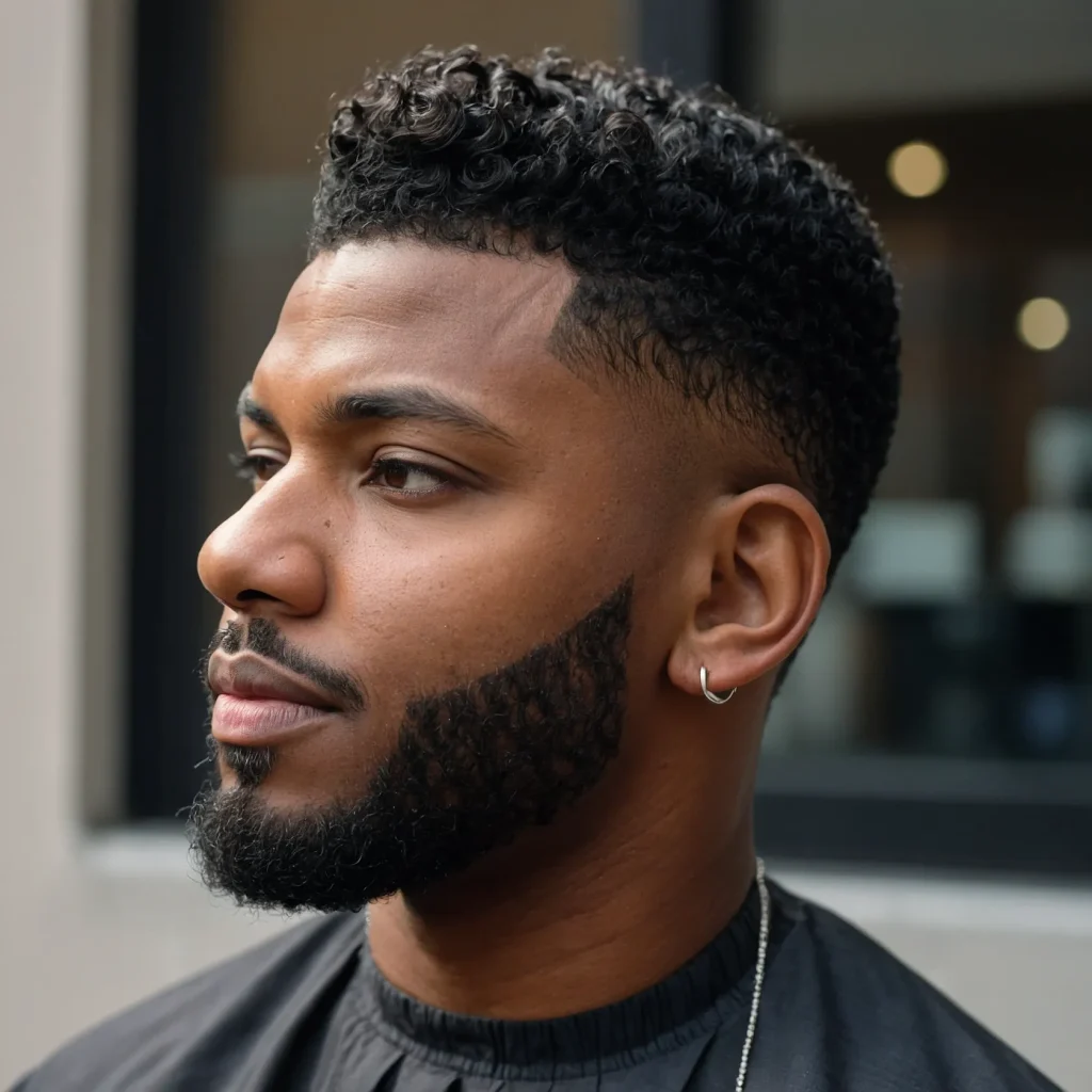 Mid Fade with Temple TaperBlack man with 0