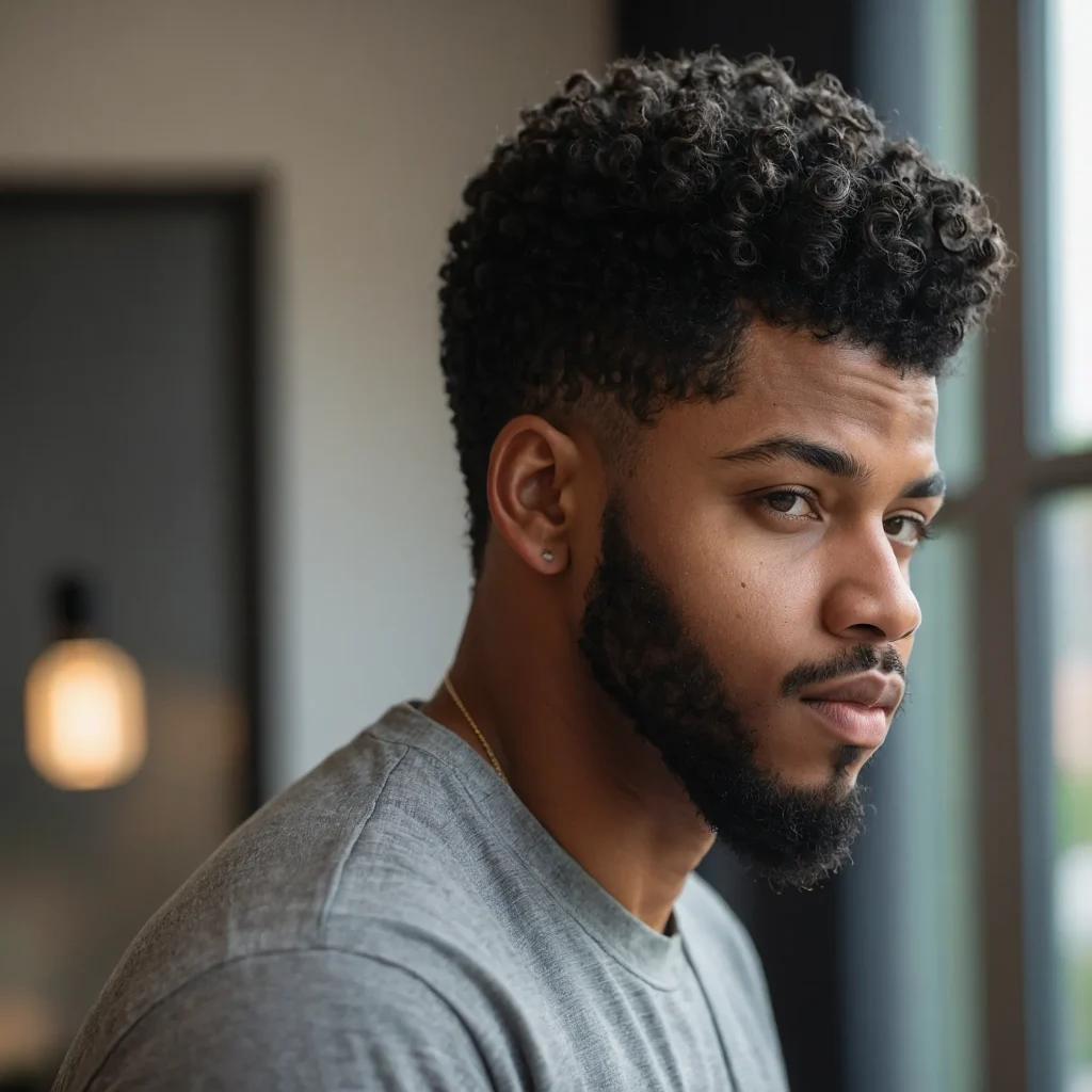 Mid Fade with TwistOut TextureBlack man wit 3