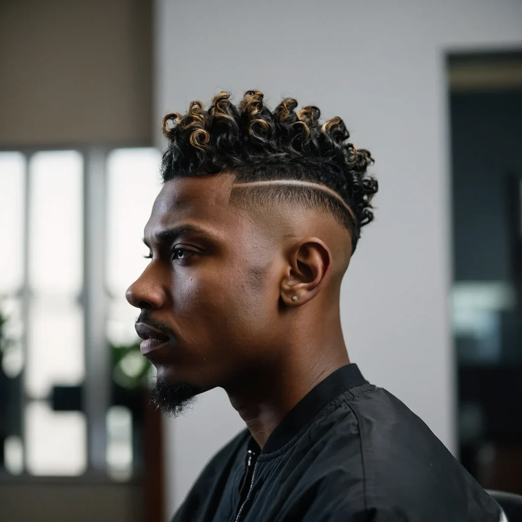 Mid Fade with Twist FrohawkBlack man with t 0