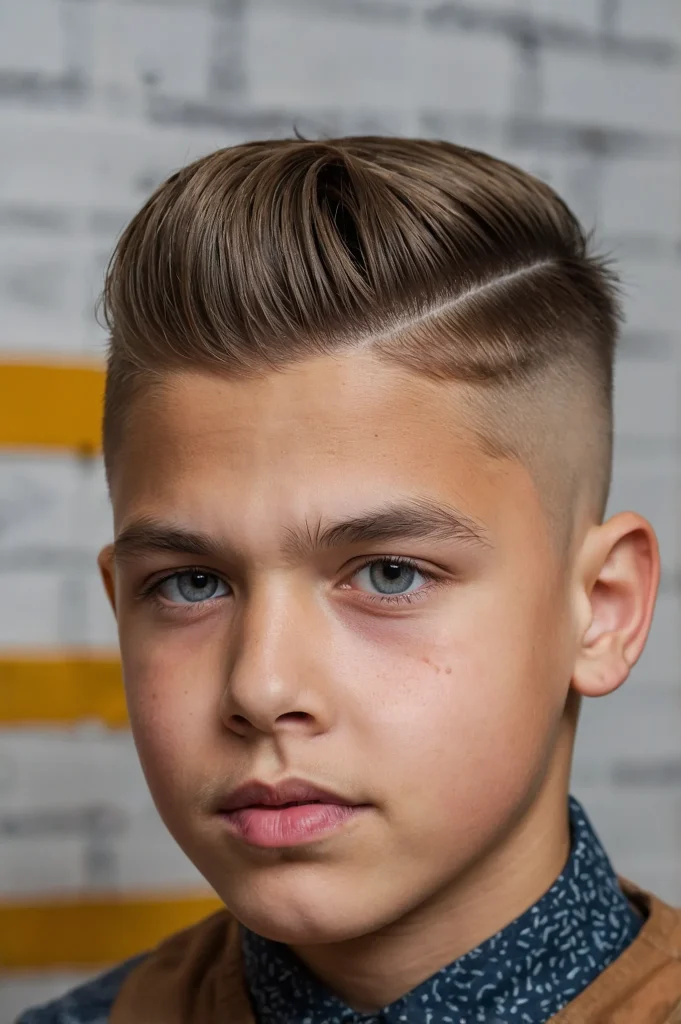 Mid Skin Fade with Comb Overboy with side 0