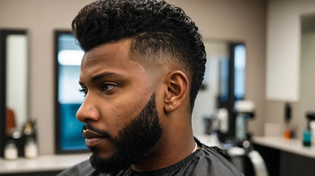 Mohawk Blowout Taper FadeBlack man with moh 0