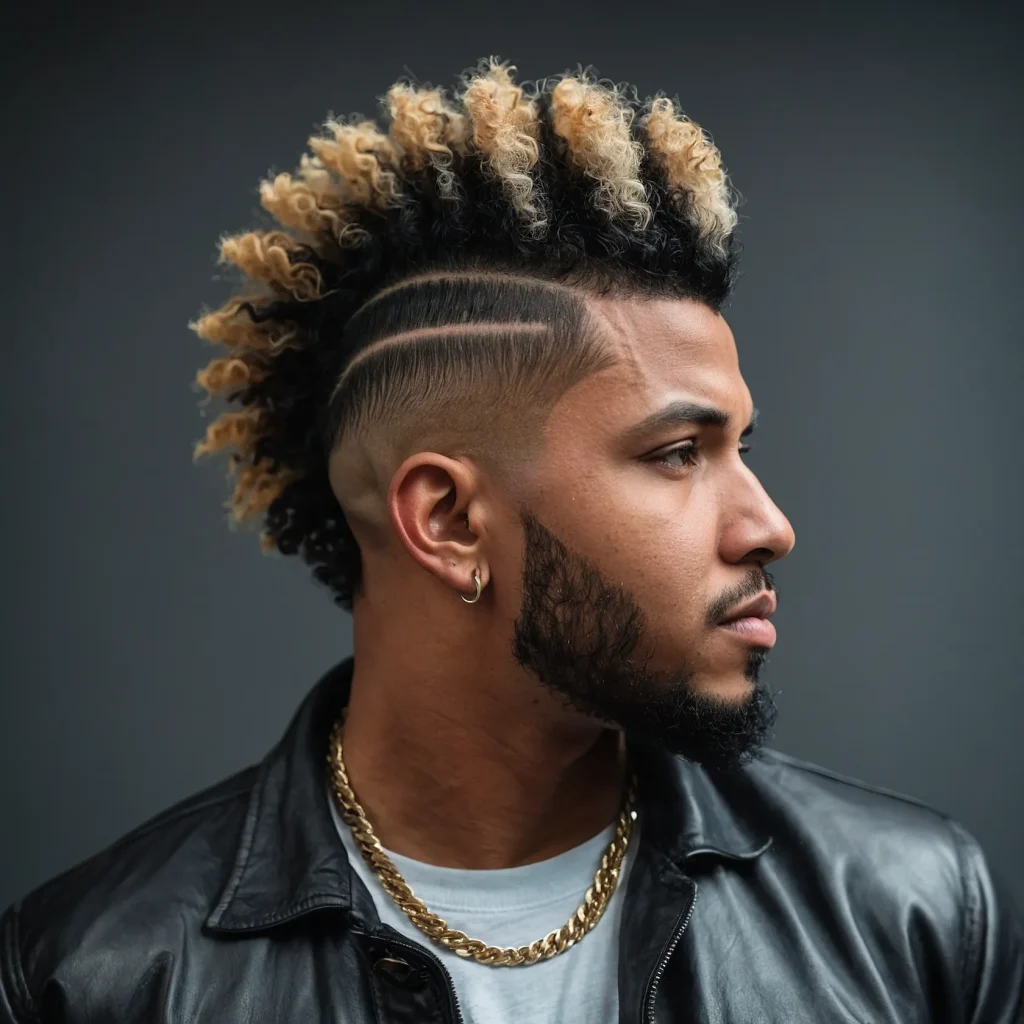 Mohawk Burst Fade MulletBlack man with cu 3