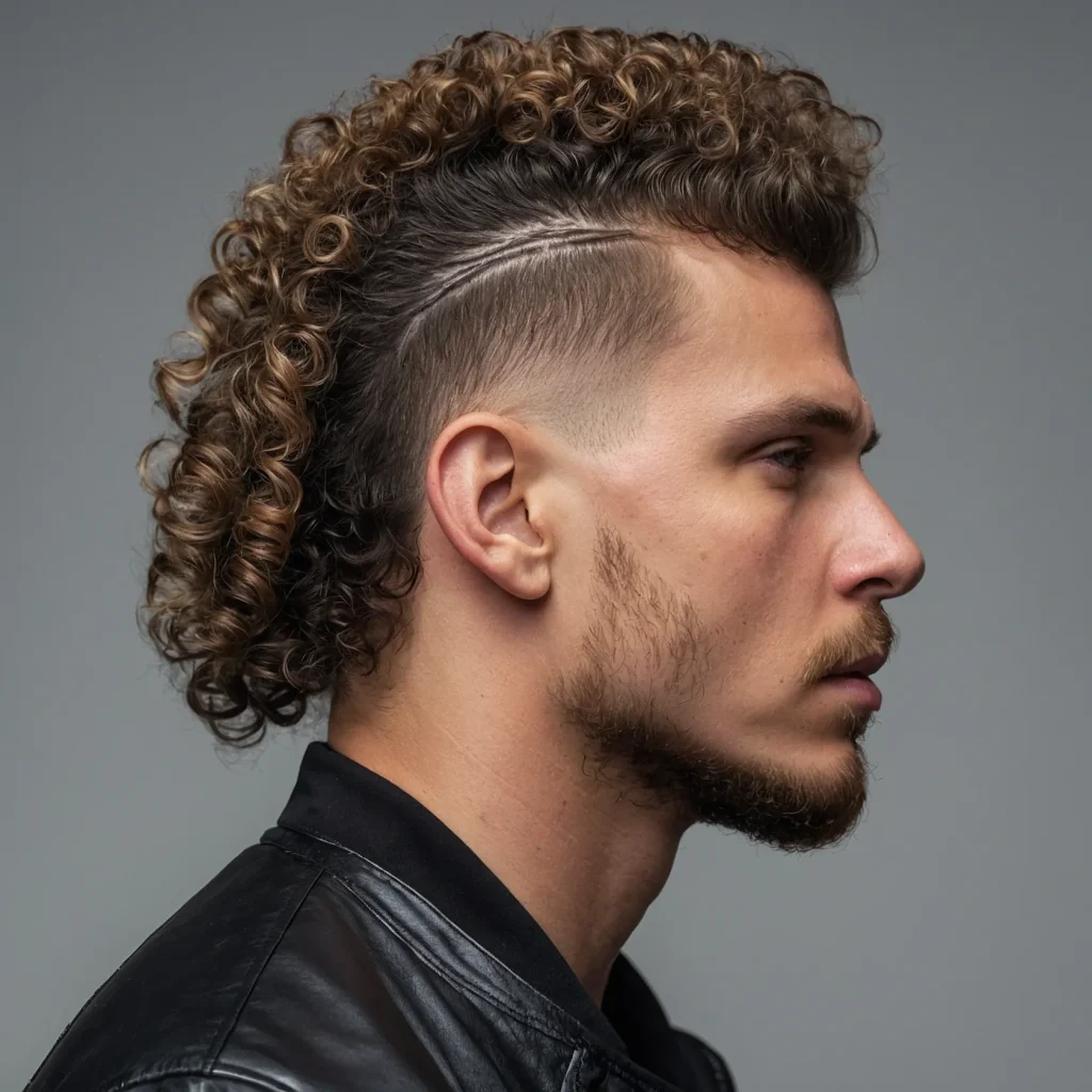 Mullet Fade with Afro Texturewhite man wit 0