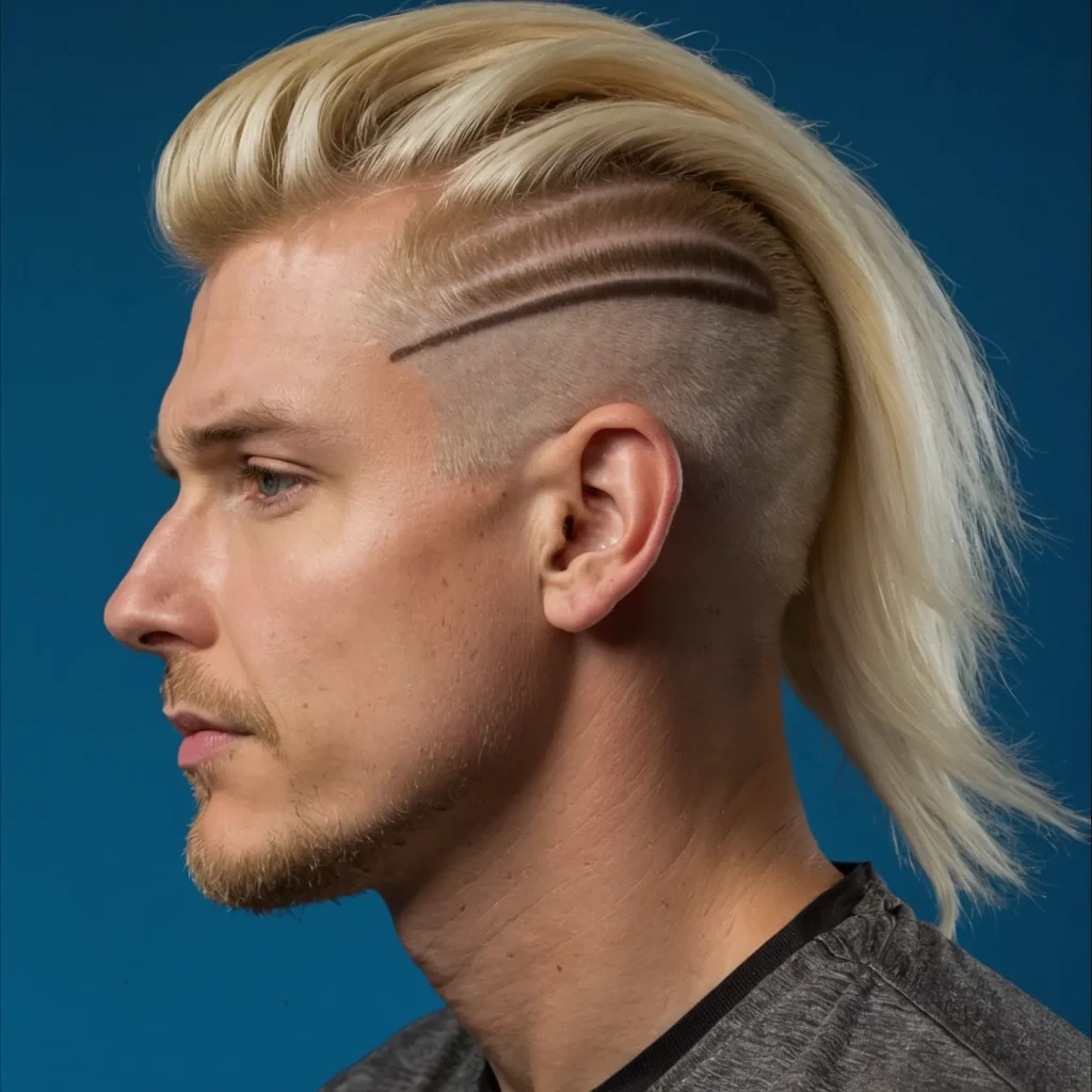 Mullet Fade with Bleached Topwhite man with 0