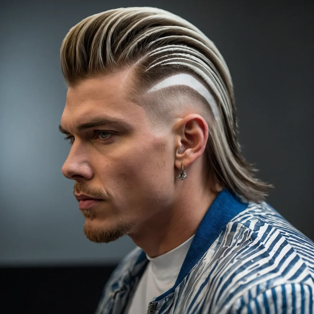 Mullet Fade with Designwhite man with mul 0