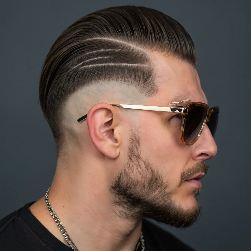 Mullet Fade with Razor Sharp Edgeswhite man 0