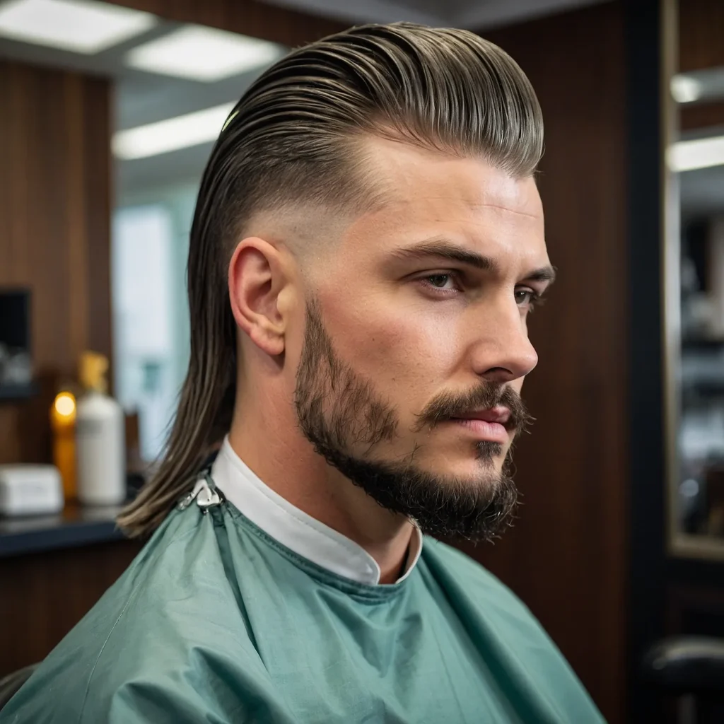 Mullet Fade with Side Partwhite man with 3