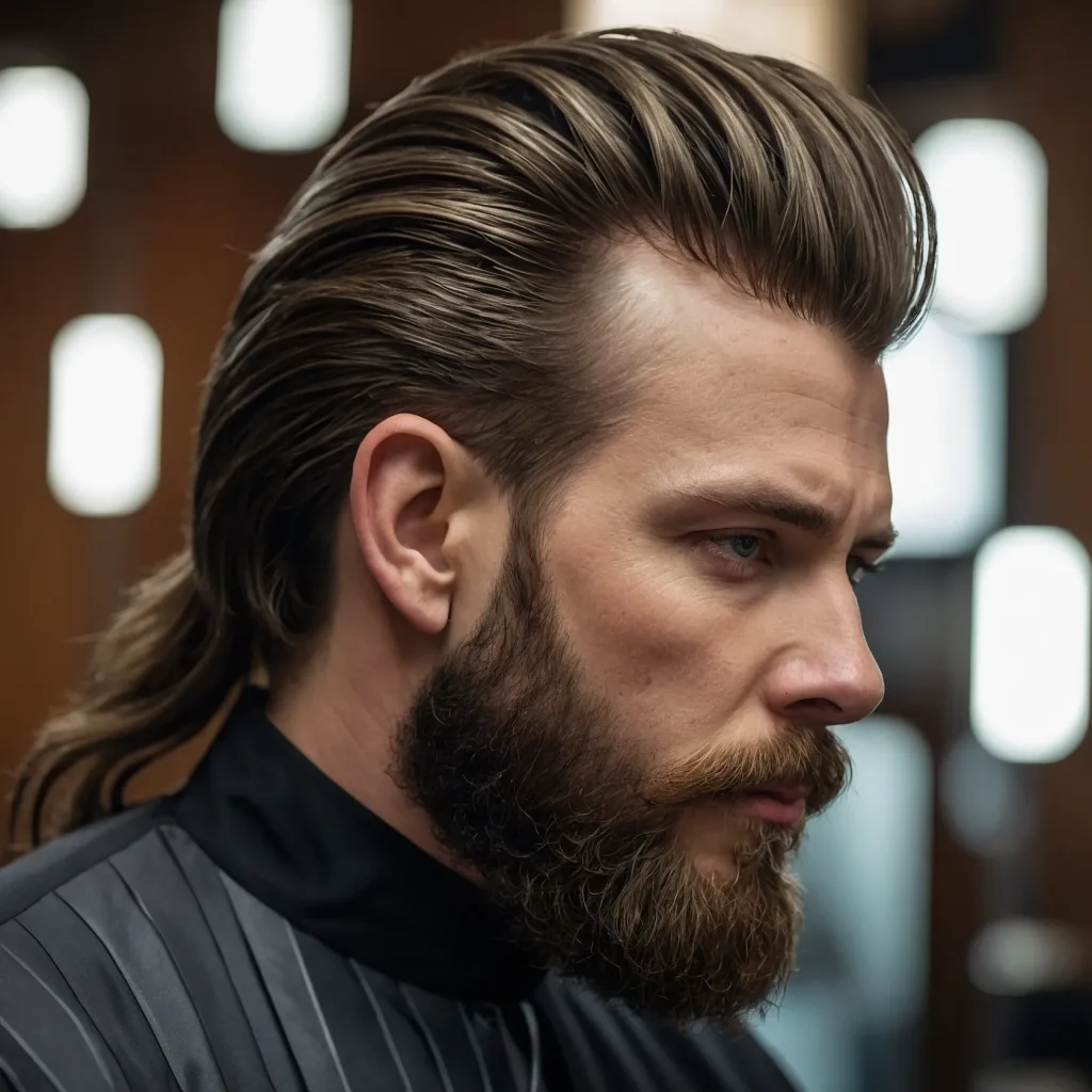 Mullet Fade with Tapered Beardwhite man wit 0