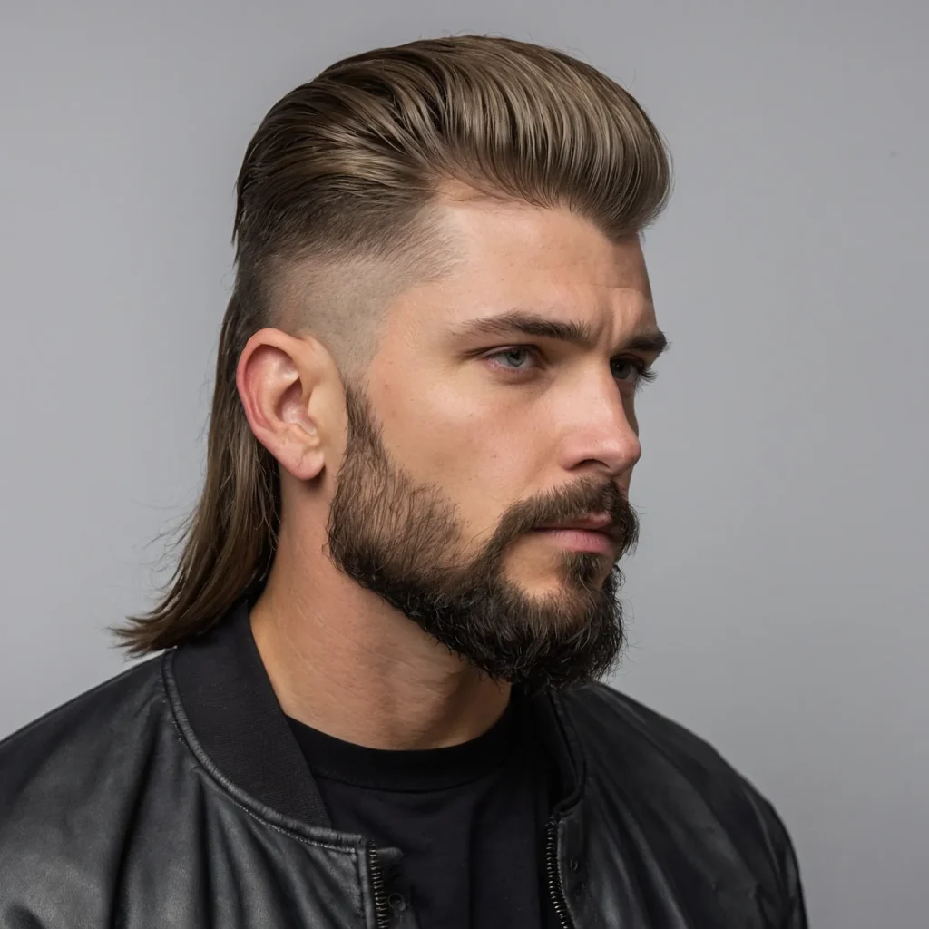Mullet Fade with Temple Taperwhite man wit 0