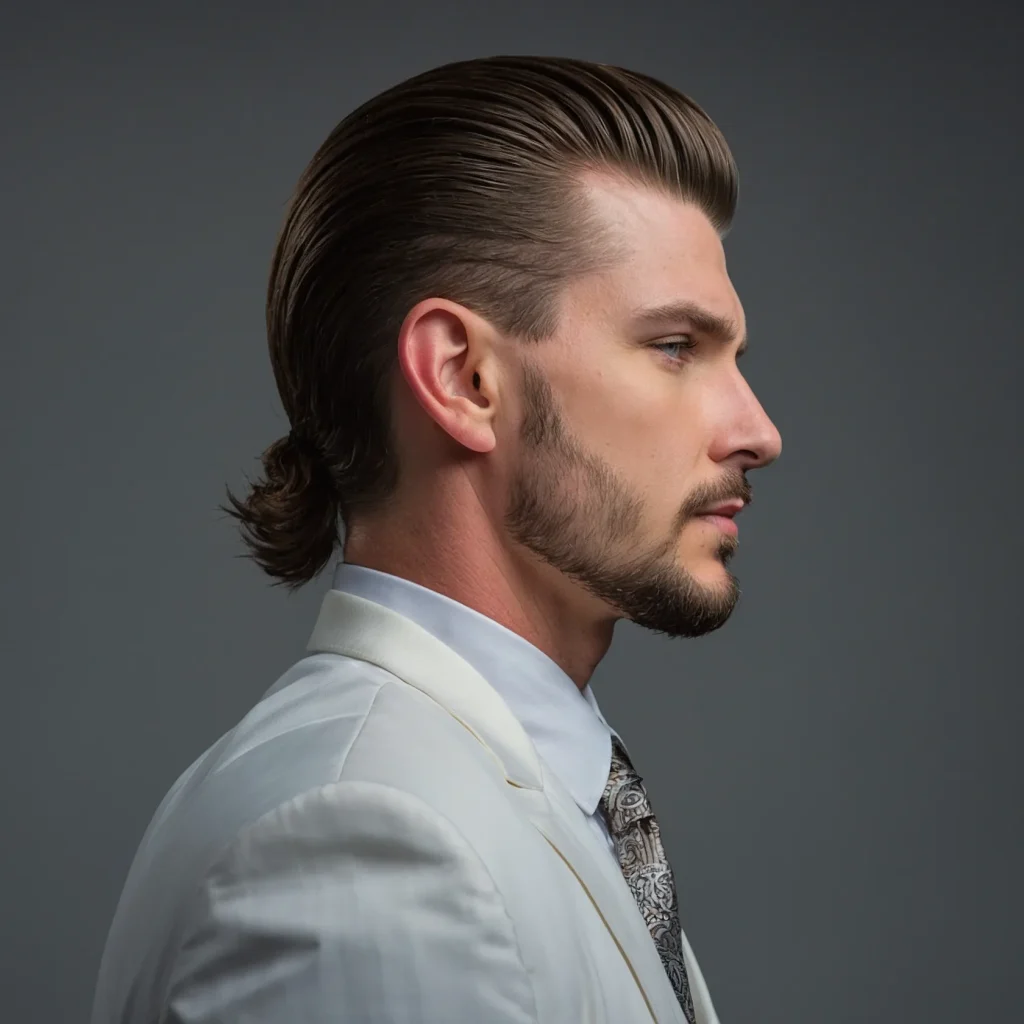 Mullet Fade with Temple Taperwhite man wit 3