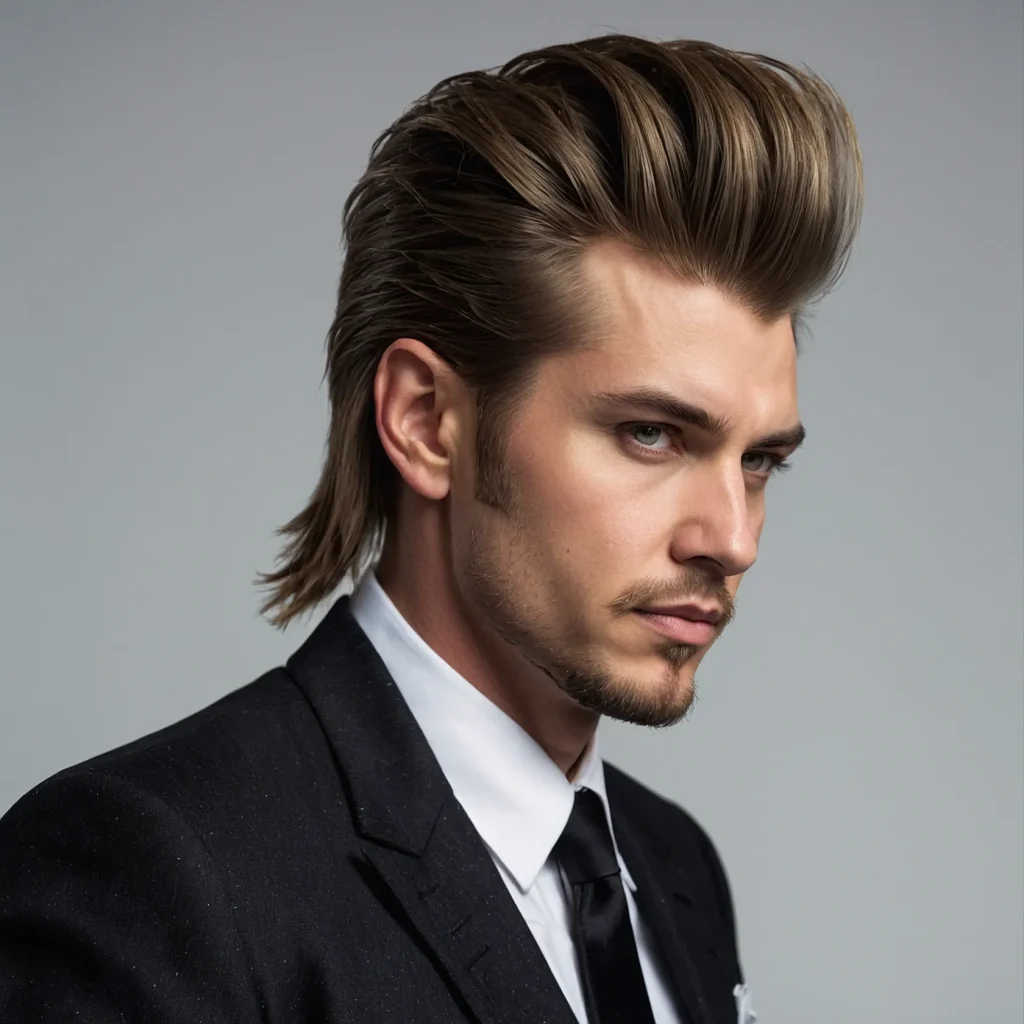 Mullet Fade with Volume Quiffwhite man with 0