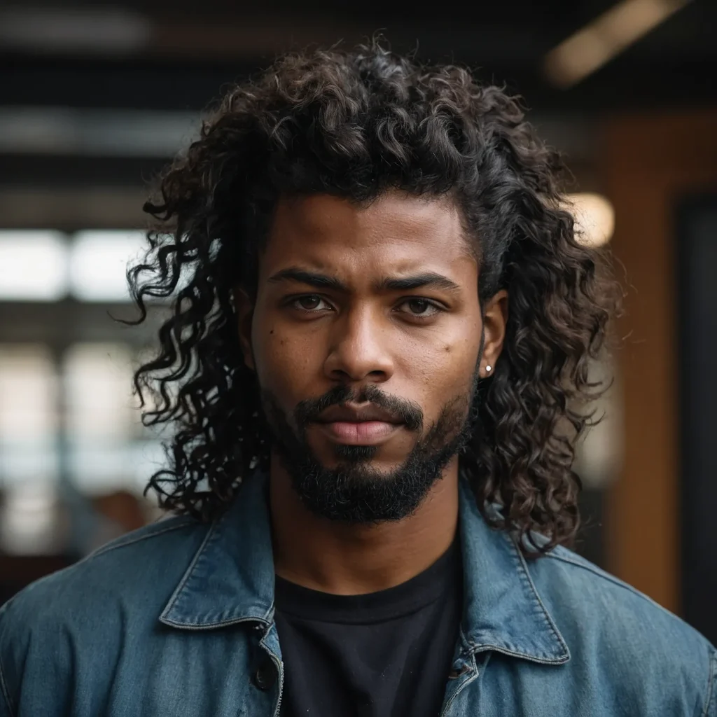 Shaggy Mullet FadePrompt Black men with shagg 3